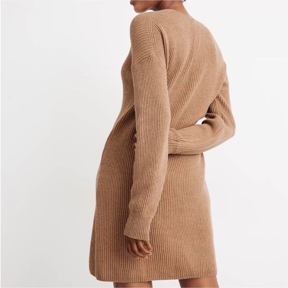 V-Neck Camel Sweater Dress Madewell S Relaxed